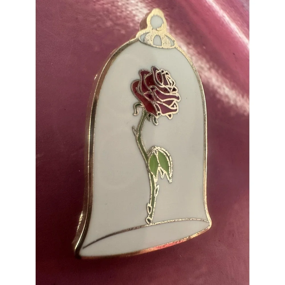 Disney Parks Beauty‎ Beast Enchanted Rose Bell Jar Pin Trading 2017 Gold White